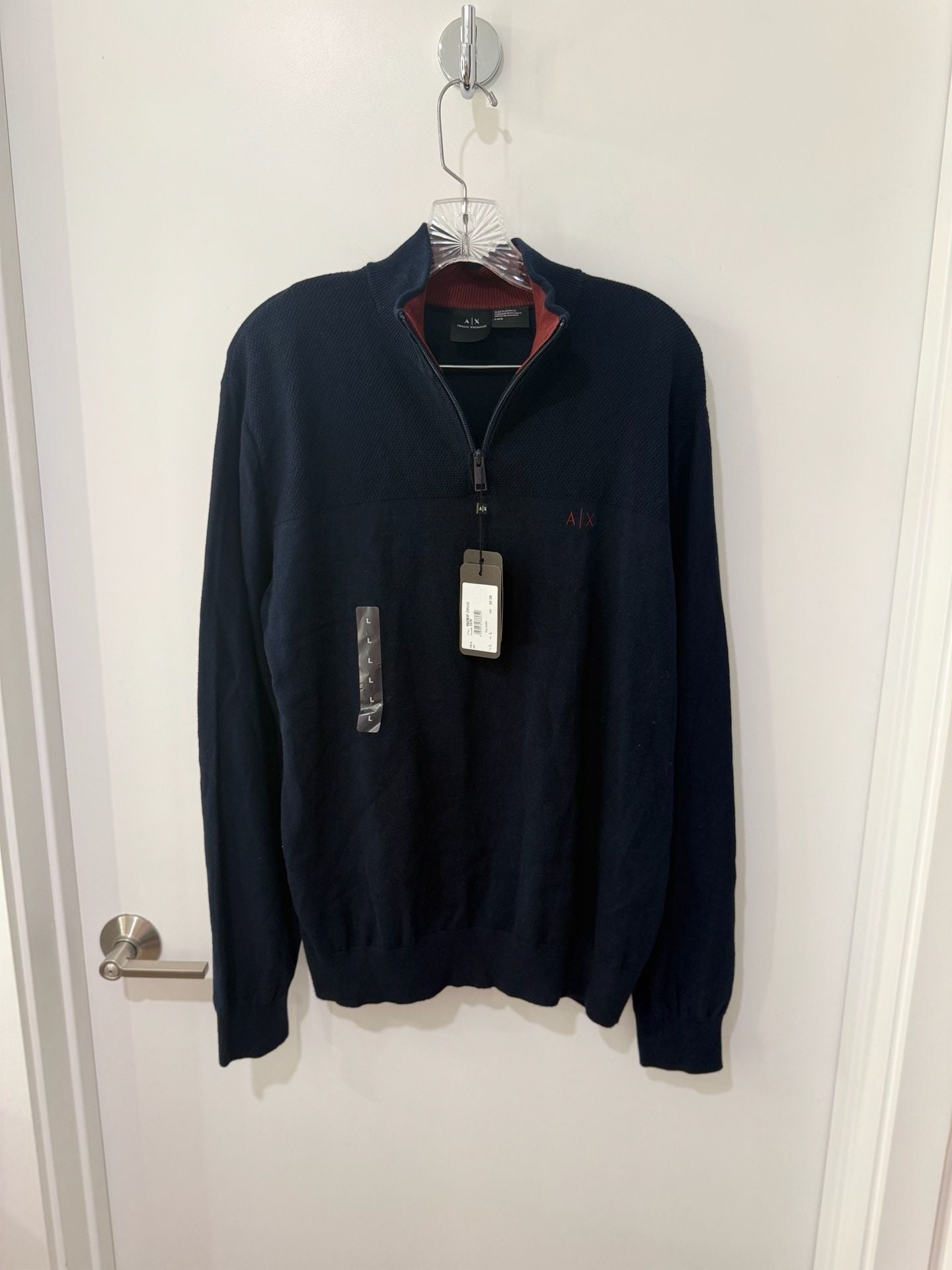 Armani Exchange Men's Half-Zip Pullover Sweater In Navy Blue